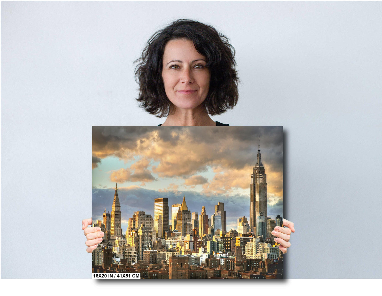 Mid town Bathed in light at the end of a cloudy day from lower east side metal print canvas print color photography poster