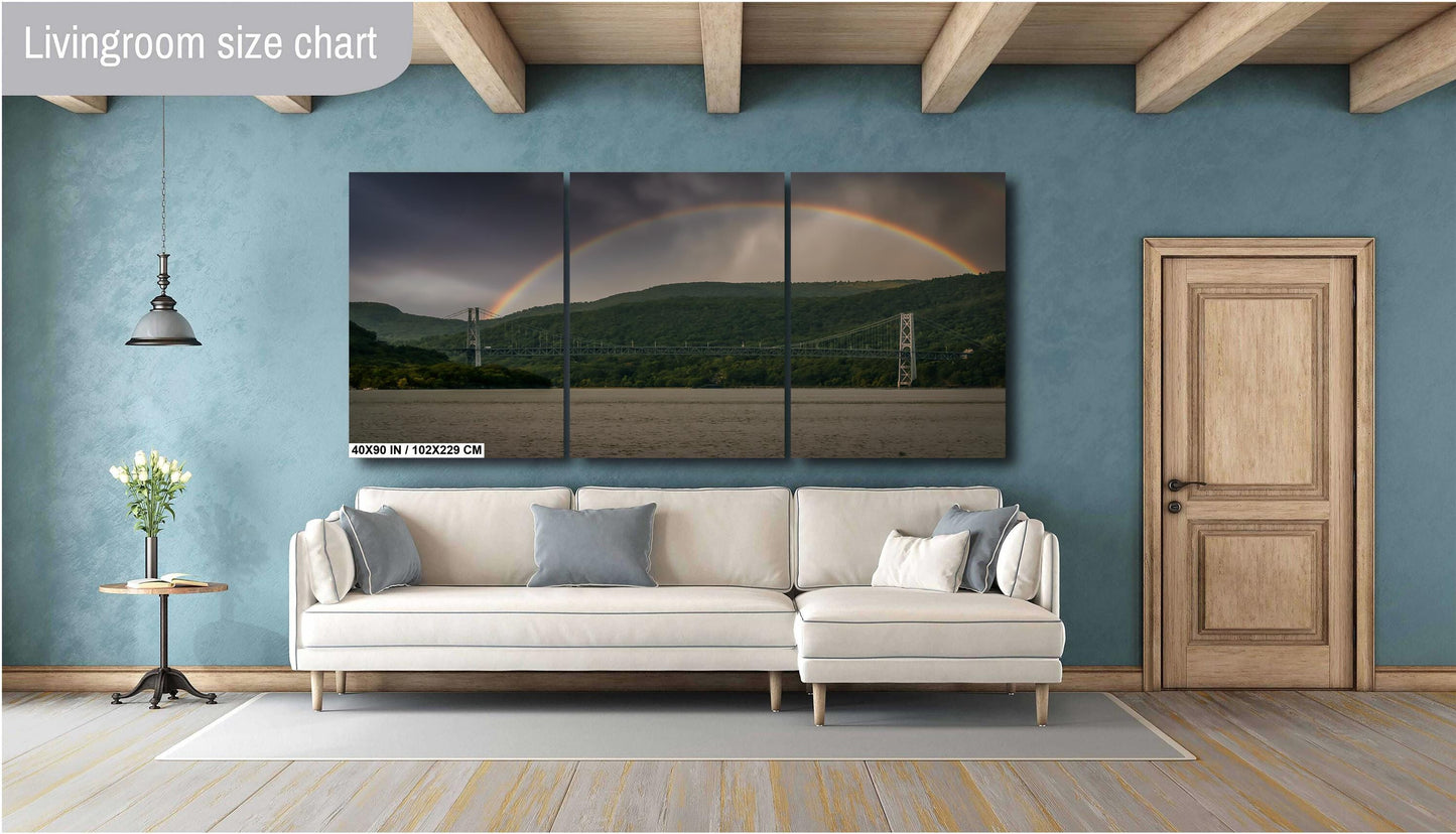 Rainbow over the Bear Mountain bridge Hudson River Hudson Valley canvas,metal, acrylic and photo paper wall art sized to fit