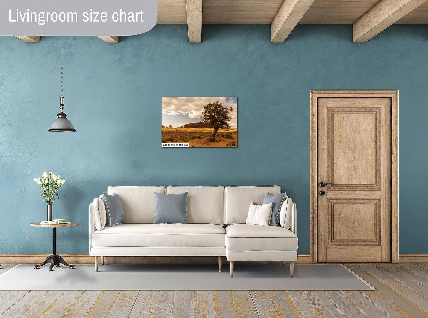 Desert tree amongst the buttes Monument Valley wall art canvas acrylic and metal prints