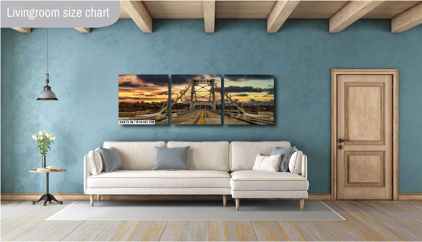 The iconic Hudson Valley Wurtz St Bridge in Kingston NY at sunset canvas,metal, acrylic and photo paper wall art sized to fit