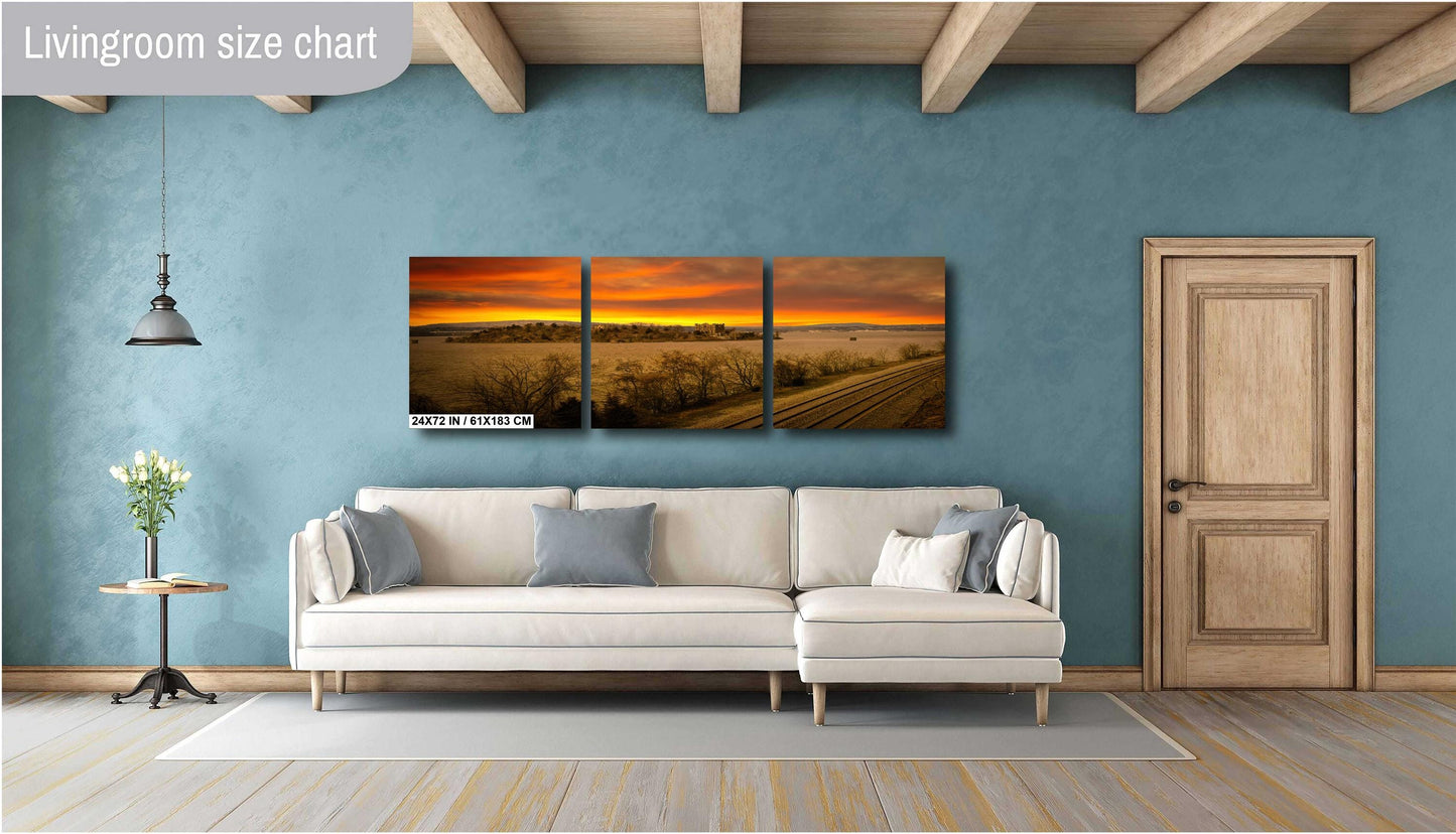 Sunset over Bannerman's and the tracks Hudson River Hudson Valley Bannerman's island canvas print metal print wall art
