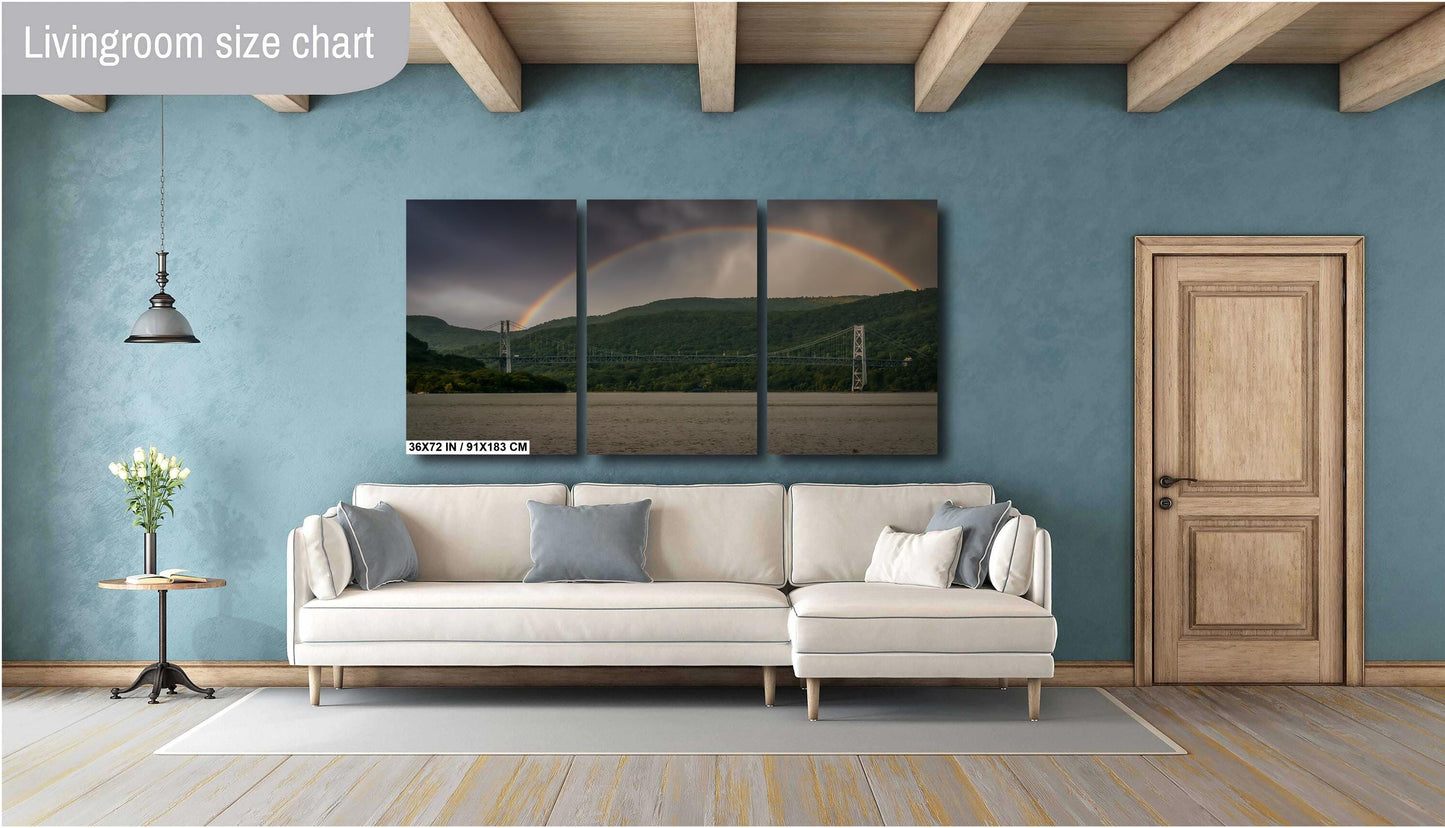 Rainbow over the Bear Mountain bridge Hudson River Hudson Valley canvas,metal, acrylic and photo paper wall art sized to fit