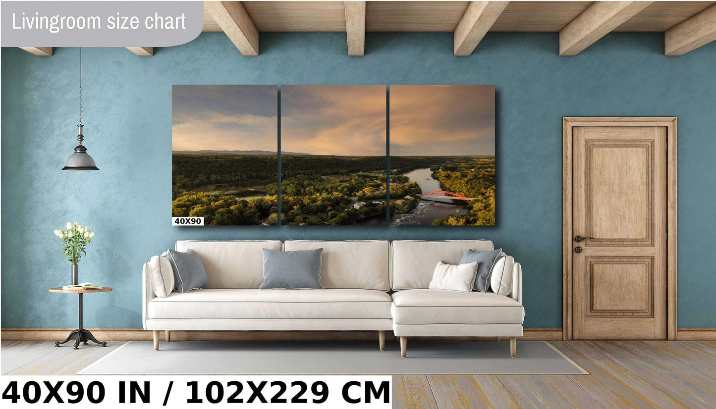 Sunset over the Rondout Creek and the bridge at Eddyville canvas,metal, acrylic and photo paper wall art sized to fit