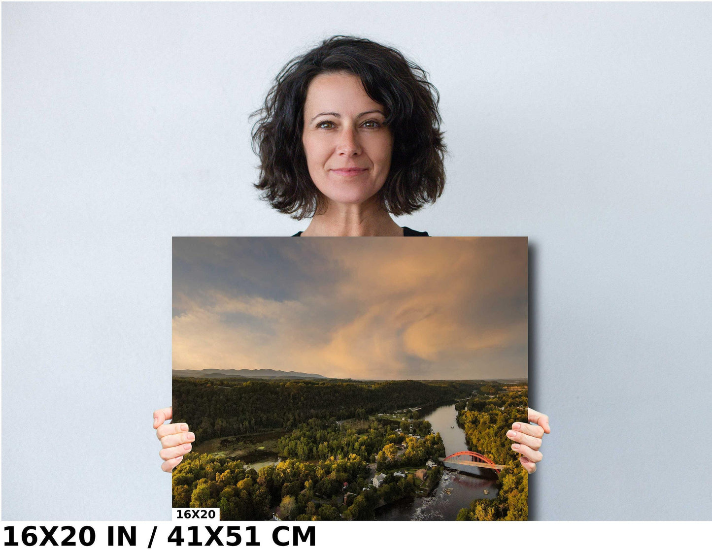 Sunset over the Rondout Creek and the bridge at Eddyville canvas,metal, acrylic and photo paper wall art sized to fit
