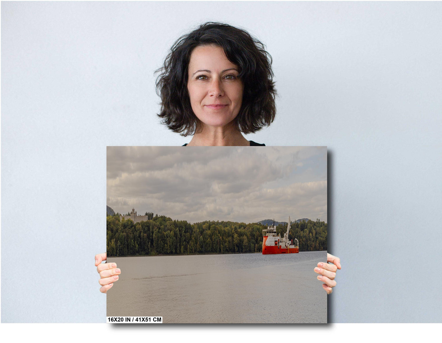 River Traffic, Cable laying ship Ariadne laying a cable in the Hudson River, wall art metal acrylic canvas print