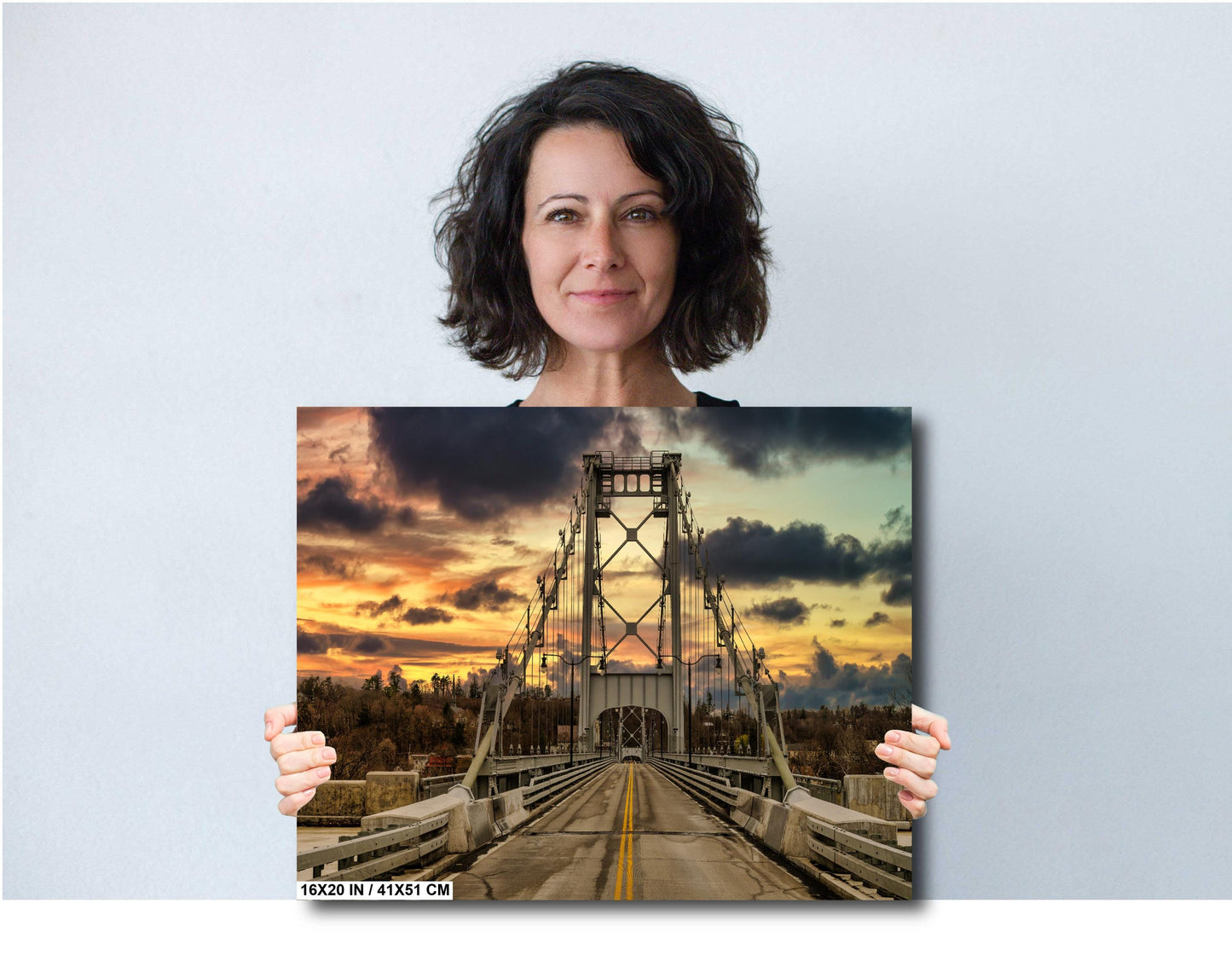 The iconic Hudson Valley Wurtz St Bridge in Kingston NY at sunset canvas,metal, acrylic and photo paper wall art sized to fit