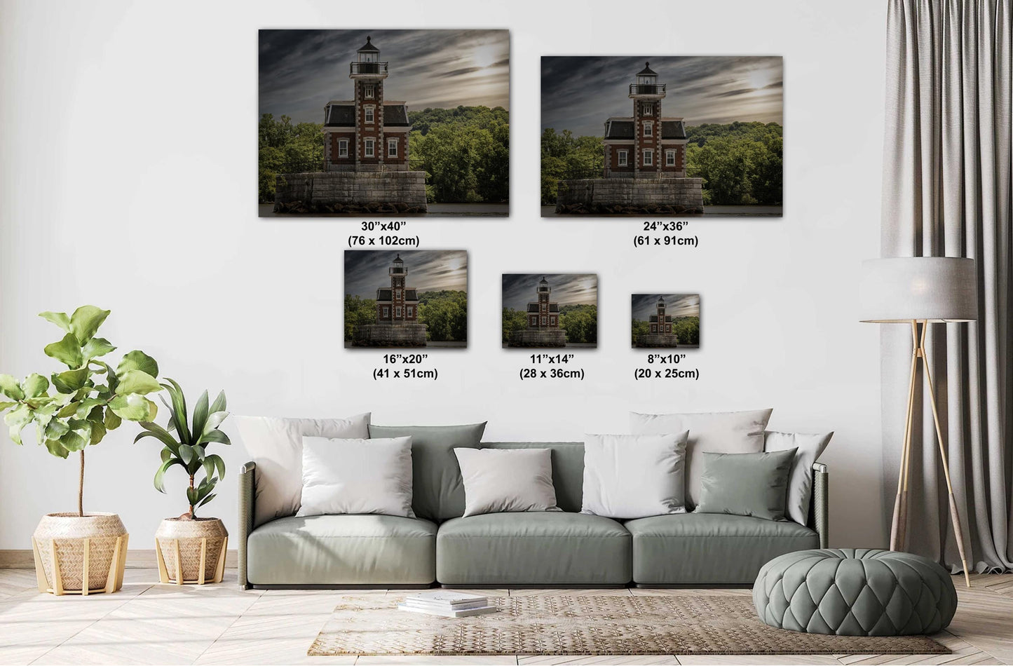 Hudson NY Light house Hudson River waterfront boats water sunlight canvas print metal print