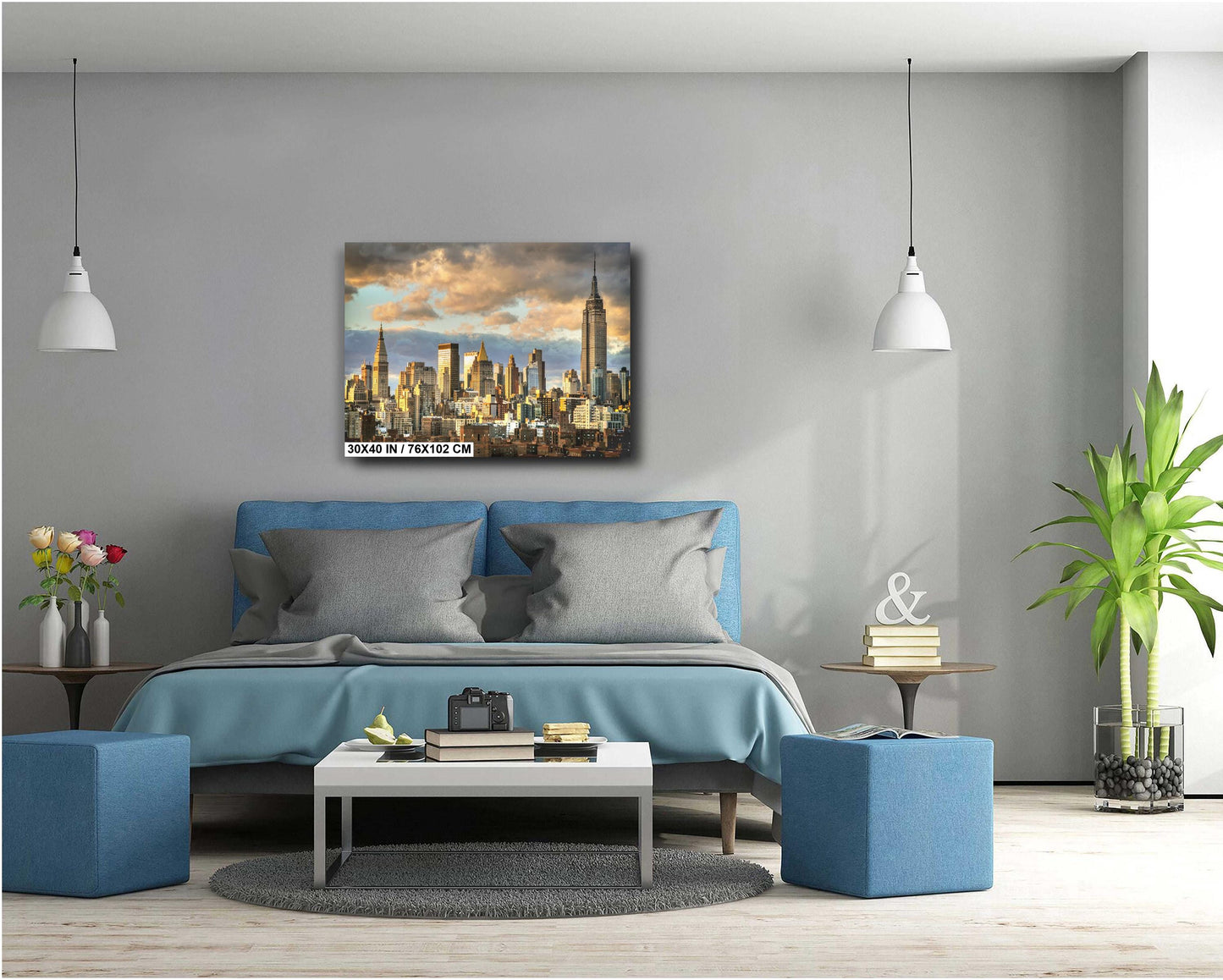 Mid town Bathed in light at the end of a cloudy day from lower east side metal print canvas print color photography poster