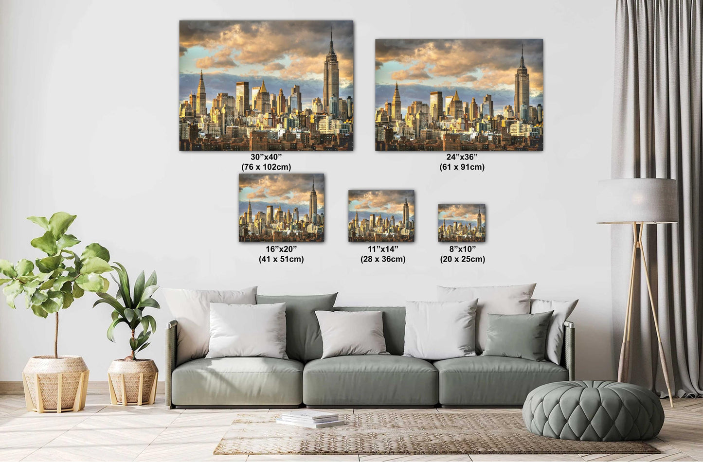 Mid town Bathed in light at the end of a cloudy day from lower east side metal print canvas print color photography poster