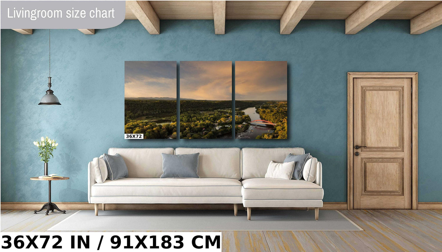 Sunset over the Rondout Creek and the bridge at Eddyville canvas,metal, acrylic and photo paper wall art sized to fit