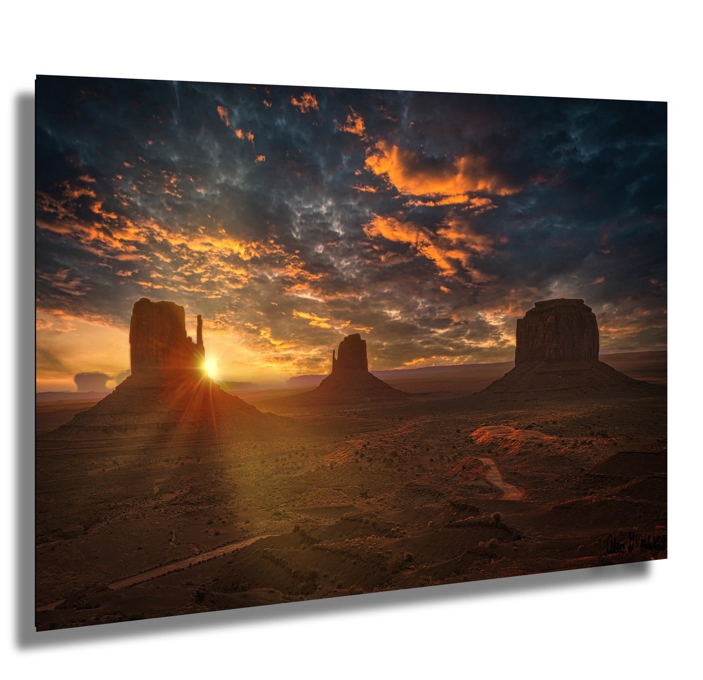 Sunrise on the Mittens. Monument Valley wall art canvas acrylic and metal prints