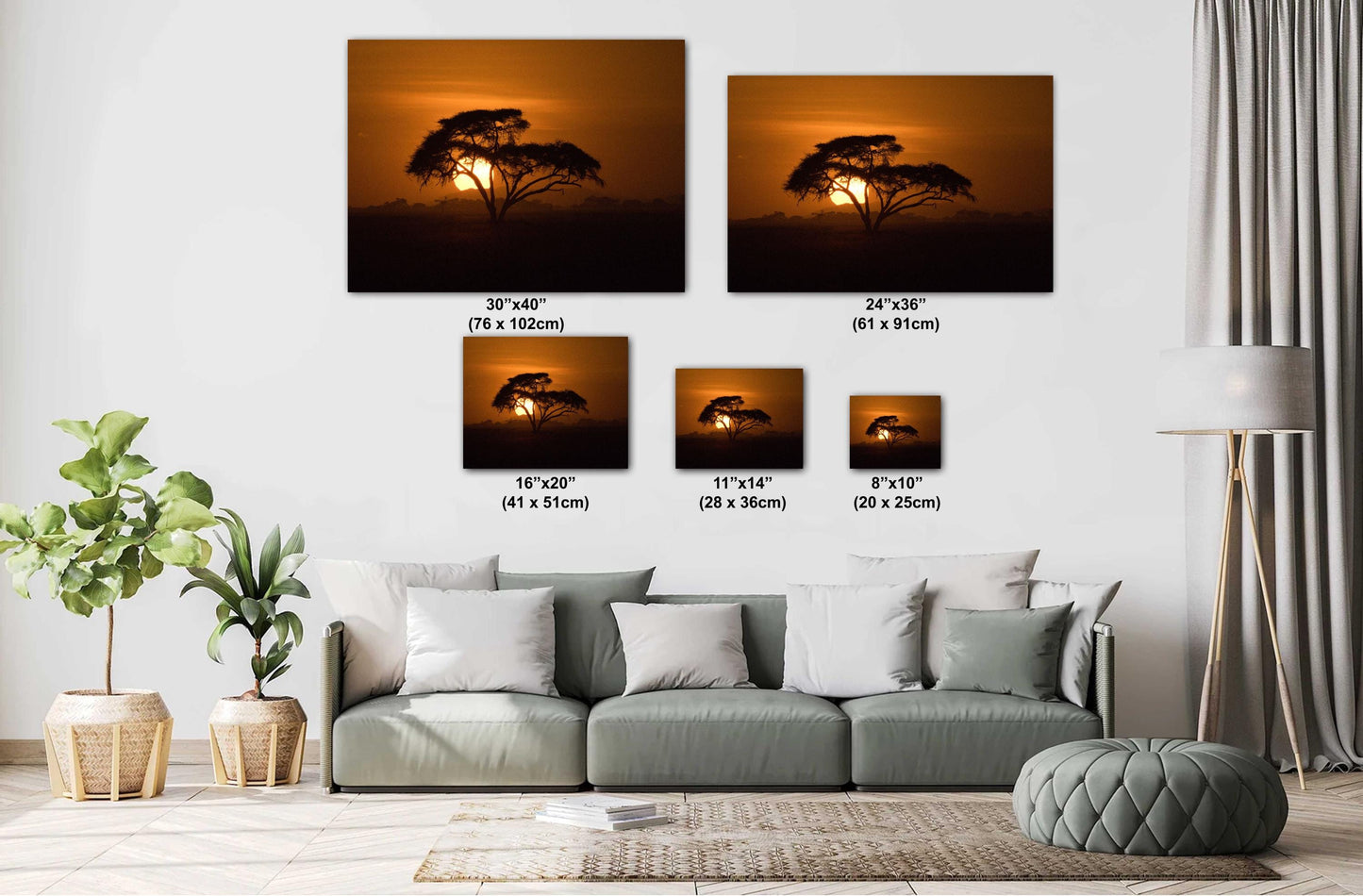 6v9a3593 Sunset over Amboselli Africa Kenya national park canvas print metal print wall art