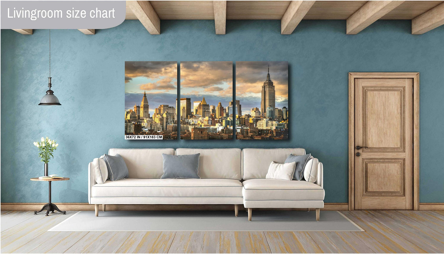 Mid town Bathed in light at the end of a cloudy day from lower east side metal print canvas print color photography poster