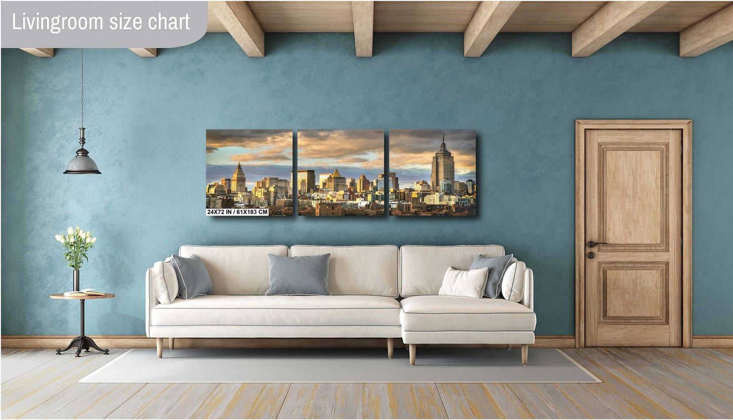 Mid town Bathed in light at the end of a cloudy day from lower east side metal print canvas print color photography poster