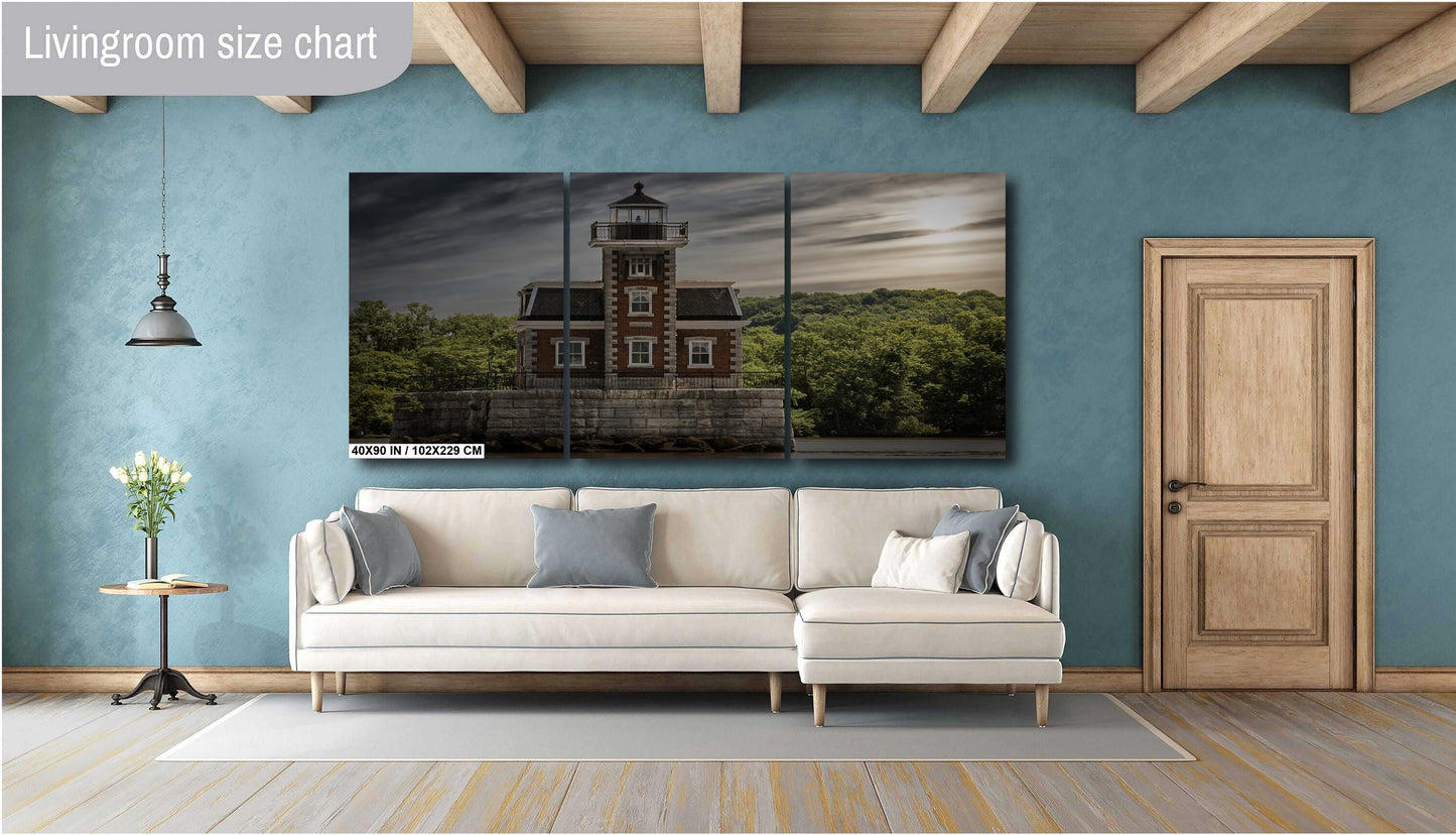 Hudson NY Light house Hudson River waterfront boats water sunlight canvas print metal print