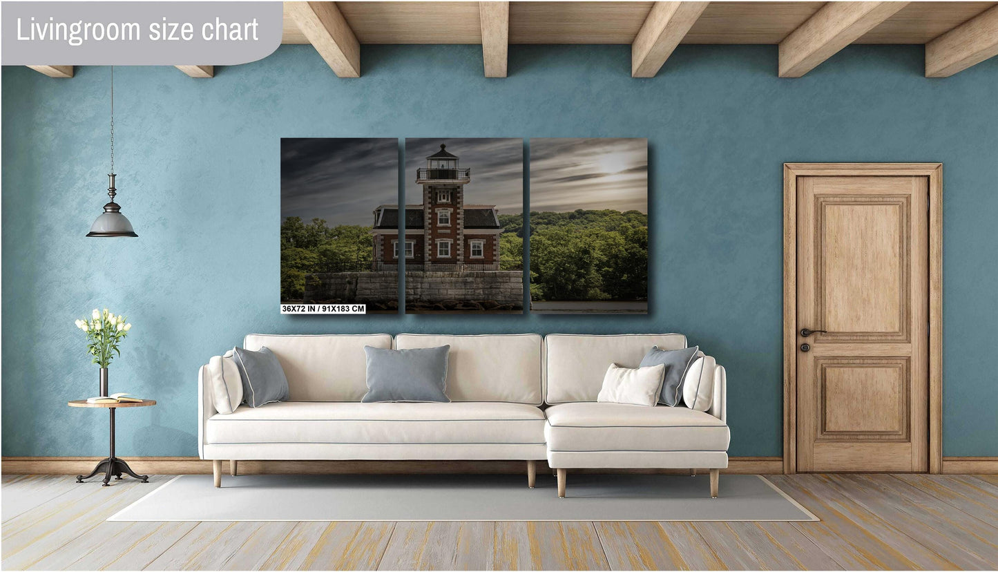 Hudson NY Light house Hudson River waterfront boats water sunlight canvas print metal print