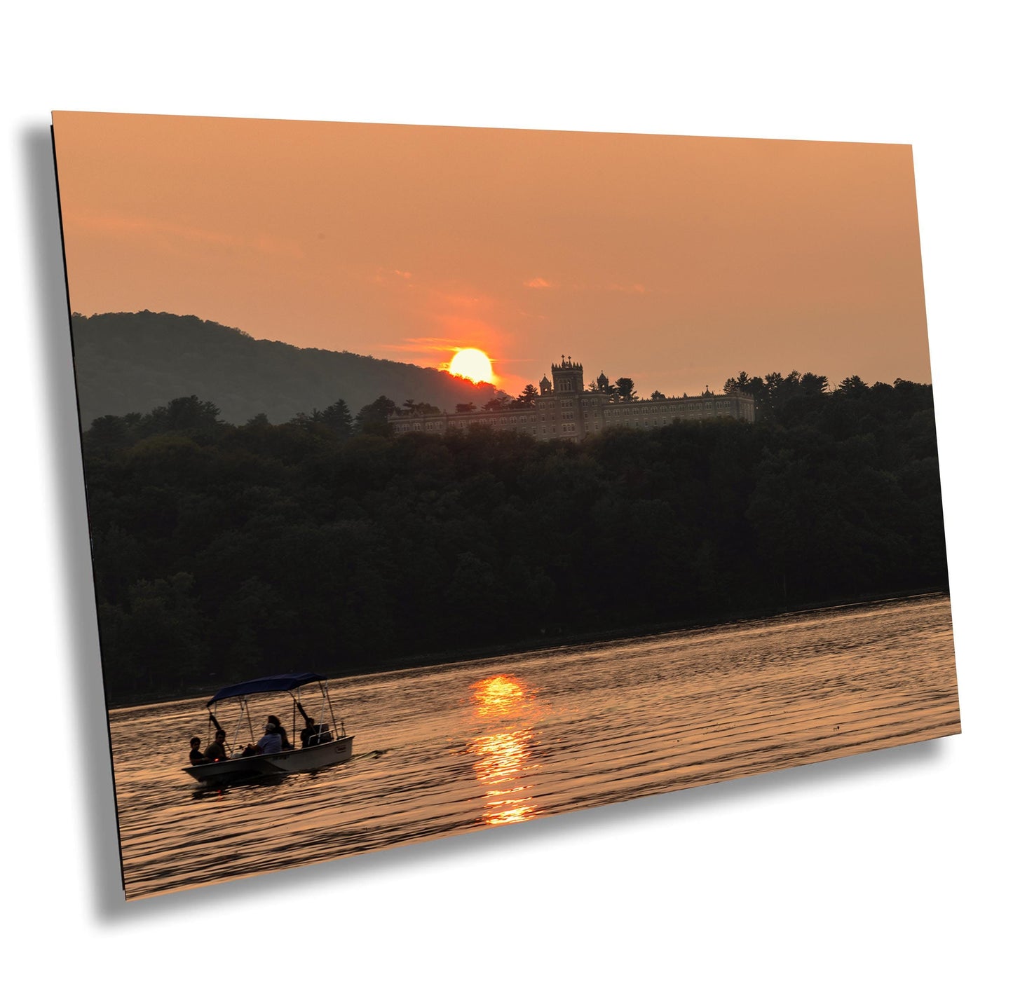 The end of another hot hazy humid day on the Hudson. Monastery on the Hudson River wall art metal acrylic