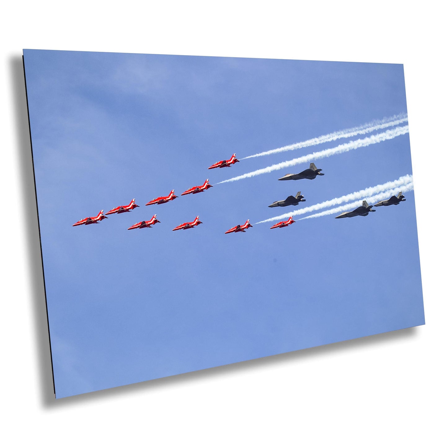 R.A.F. Red Arrows and U.S. Air Force F 22's and F 35's over the Hudson River hudson valley Hudson Valley Bannermans island