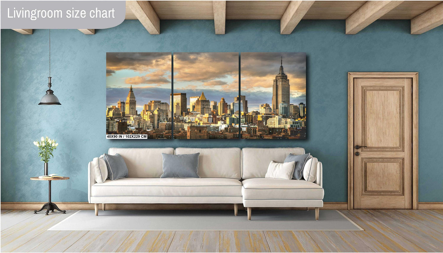 Mid town Bathed in light at the end of a cloudy day from lower east side metal print canvas print color photography poster