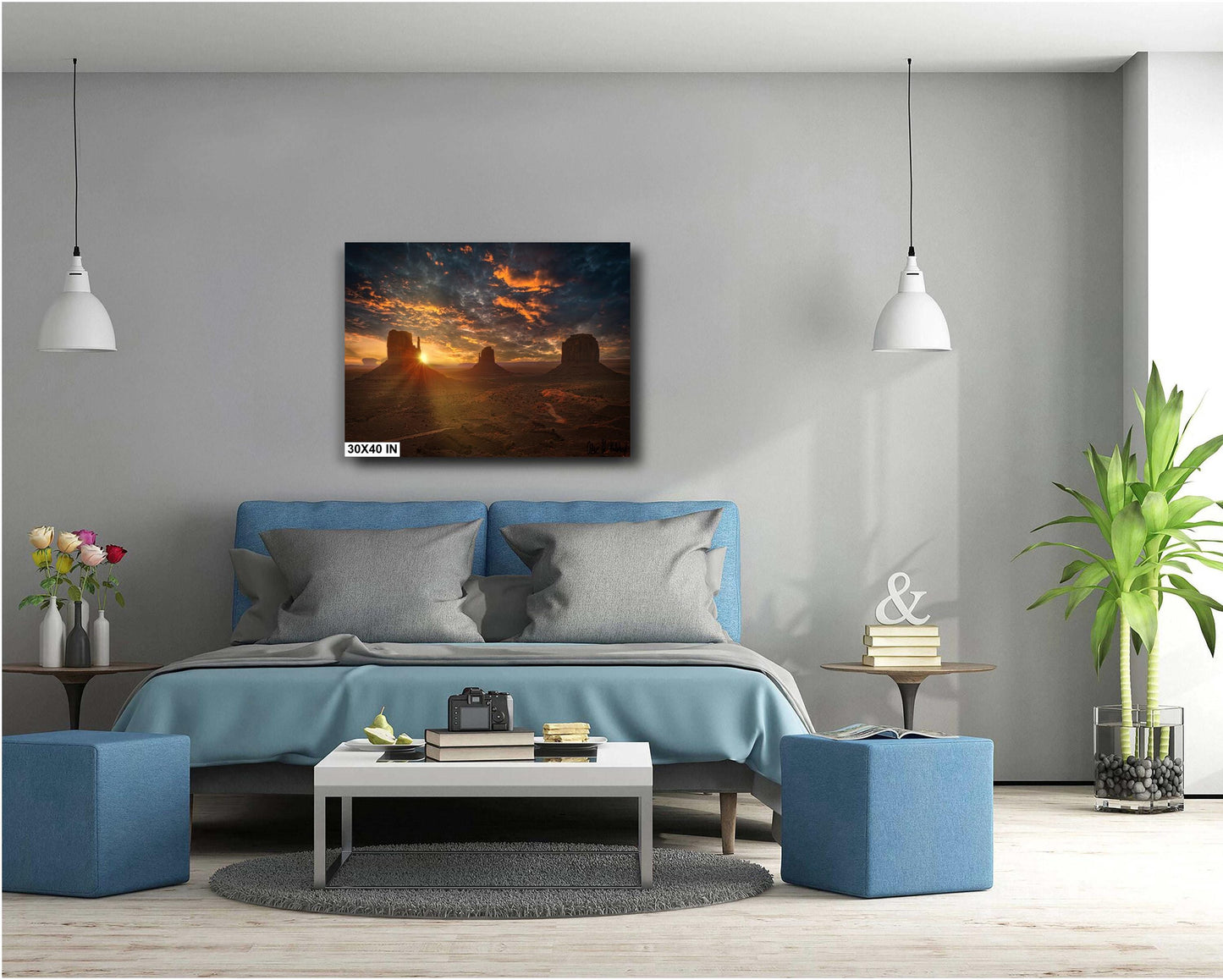 Sunrise on the Mittens. Monument Valley wall art canvas acrylic and metal prints