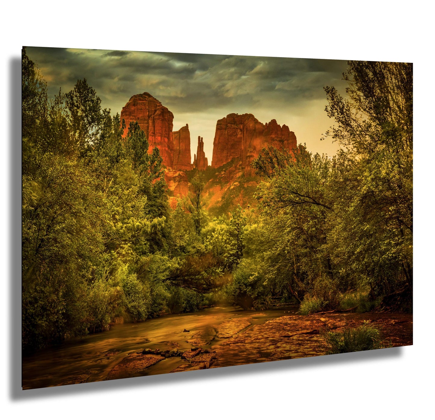 Cathedral Rock in the rain wall art canvas acrylic and metal prints