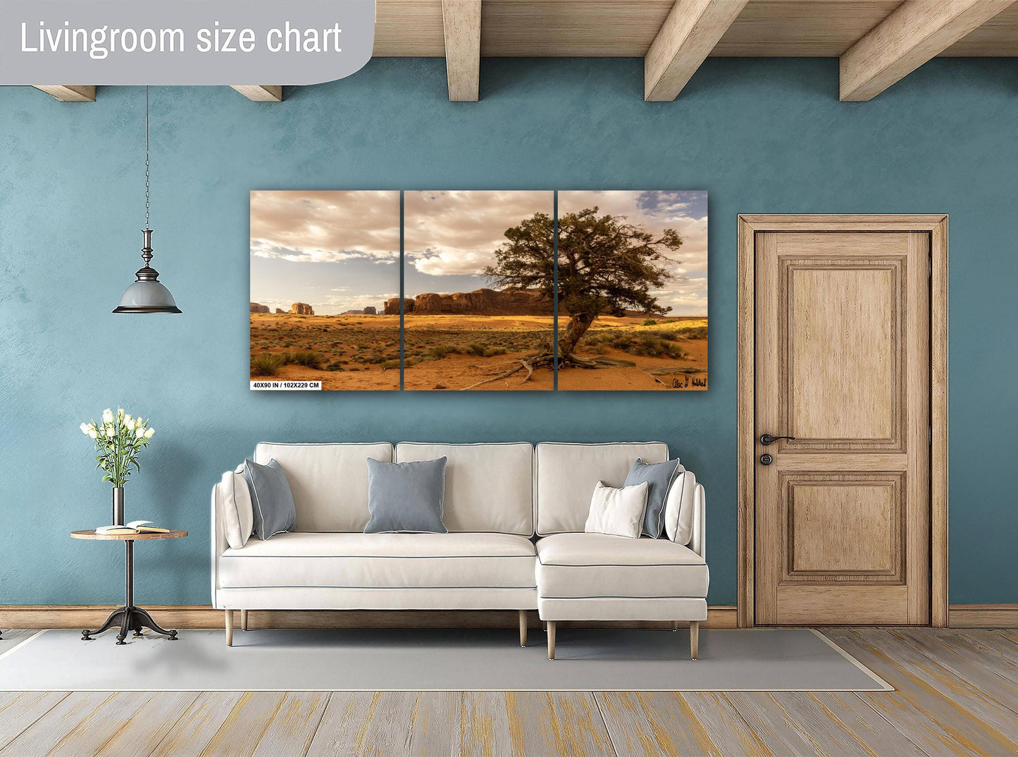 Desert tree amongst the buttes Monument Valley wall art canvas acrylic and metal prints