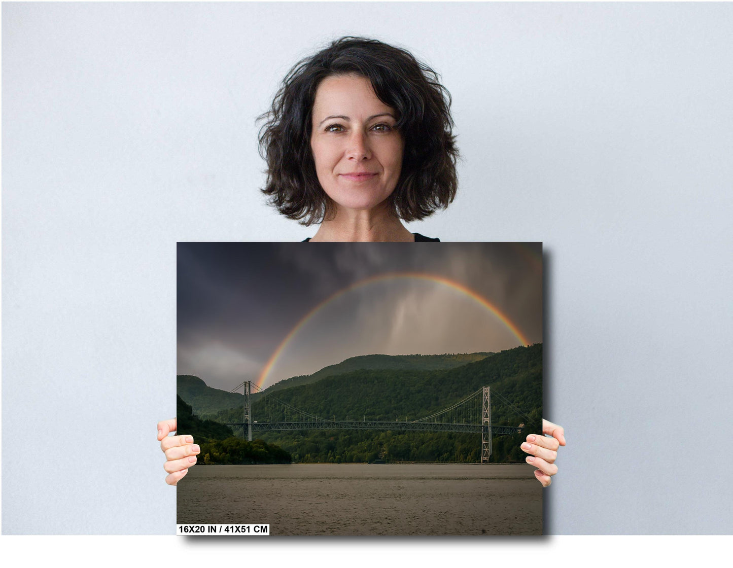 Rainbow over the Bear Mountain bridge Hudson River Hudson Valley canvas,metal, acrylic and photo paper wall art sized to fit