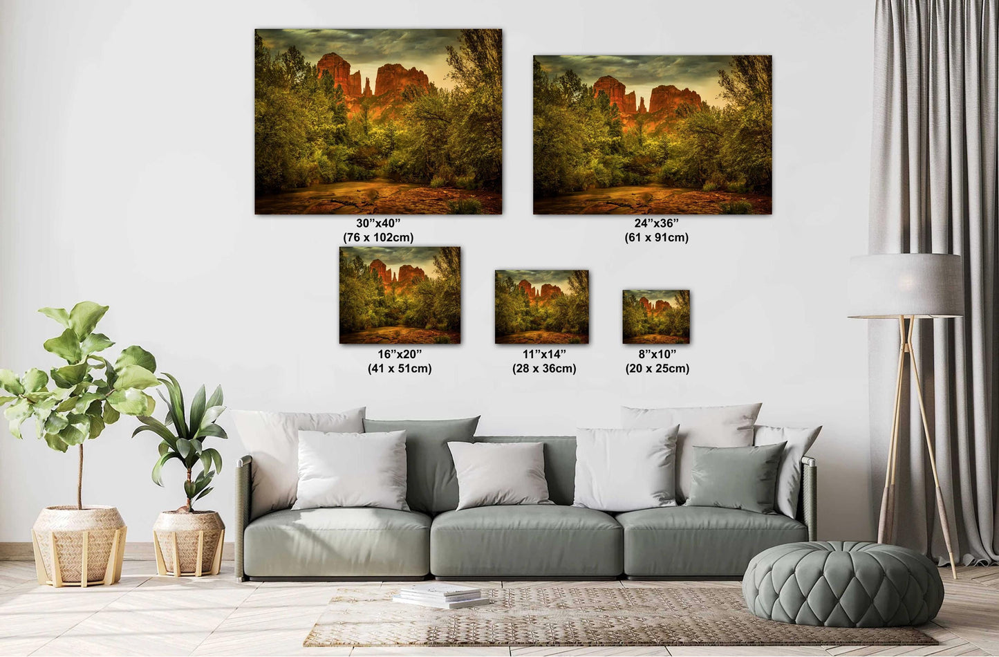 Cathedral Rock in the rain wall art canvas acrylic and metal prints