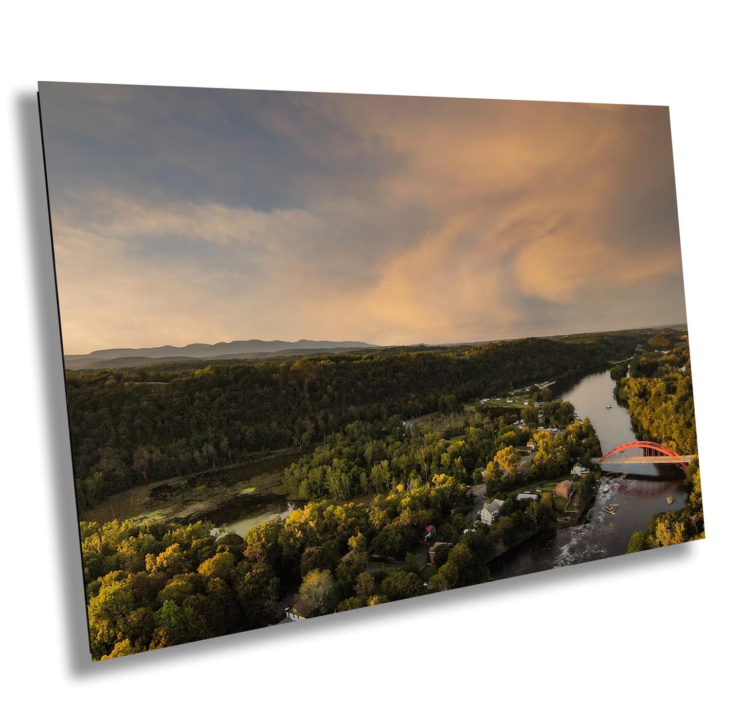 Sunset over the Rondout Creek and the bridge at Eddyville canvas,metal, acrylic and photo paper wall art sized to fit