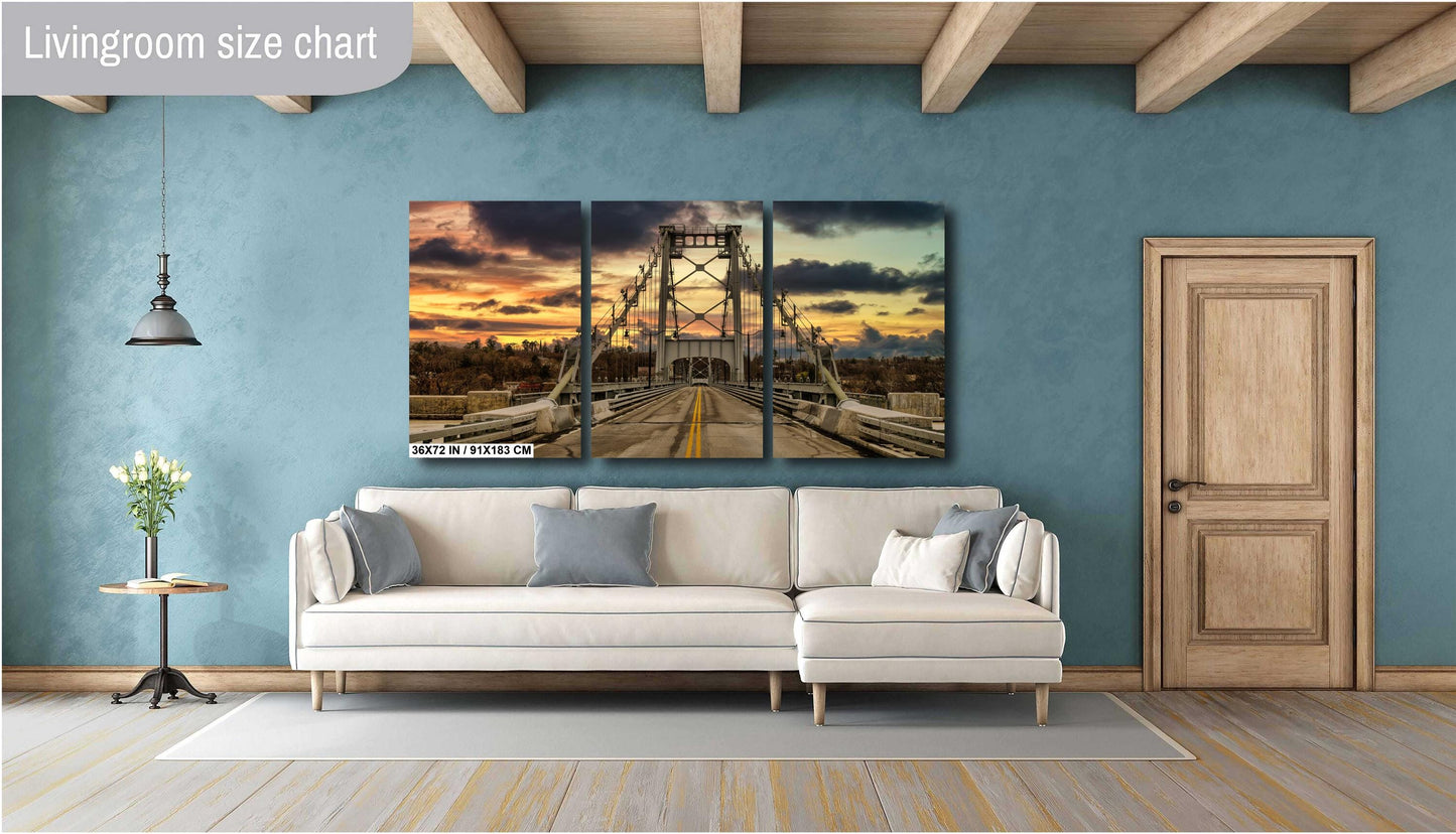 The iconic Hudson Valley Wurtz St Bridge in Kingston NY at sunset canvas,metal, acrylic and photo paper wall art sized to fit