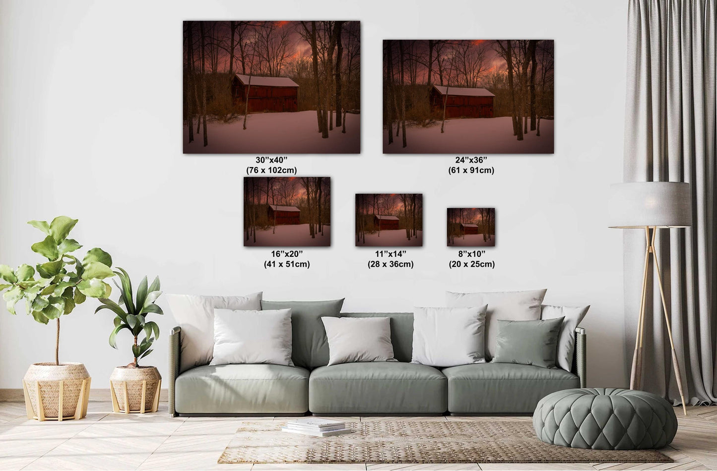 Sunset over an old barn in woods Dutchess county NY cannvas print metal print country wall art