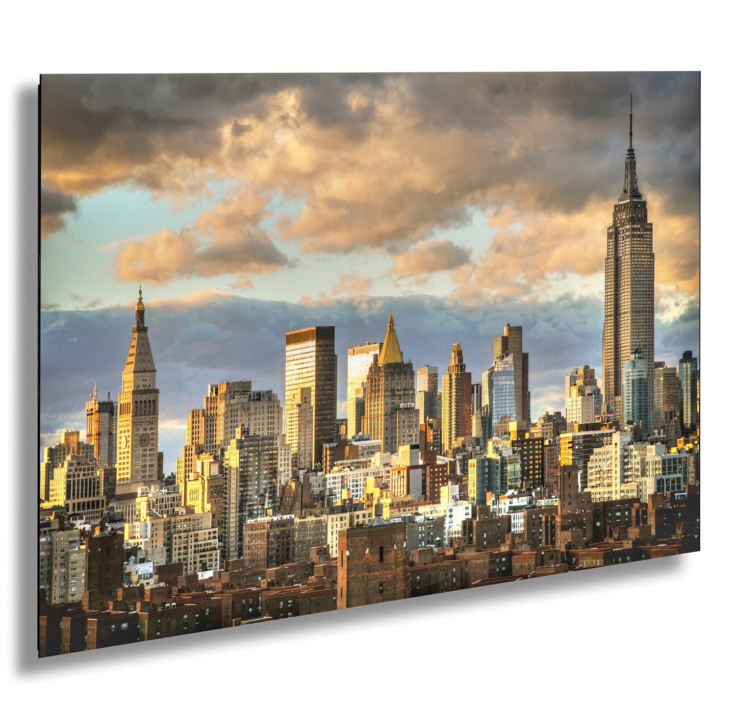 Mid town Bathed in light at the end of a cloudy day from lower east side metal print canvas print color photography poster