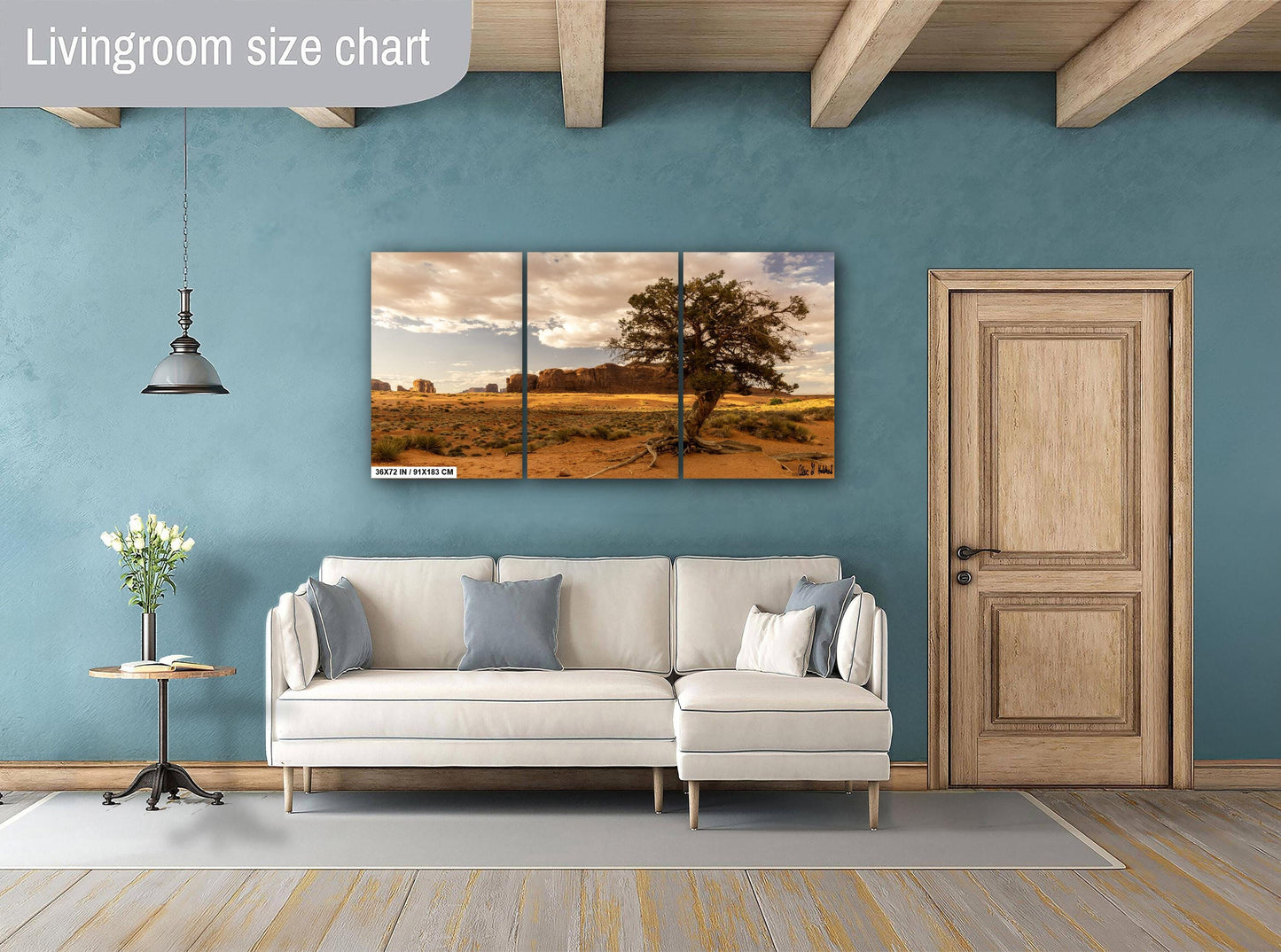 Desert tree amongst the buttes Monument Valley wall art canvas acrylic and metal prints