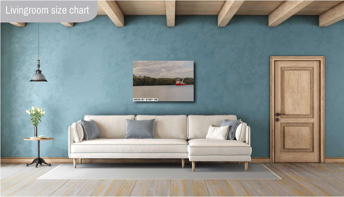 River Traffic, Cable laying ship Ariadne laying a cable in the Hudson River, wall art metal acrylic canvas print