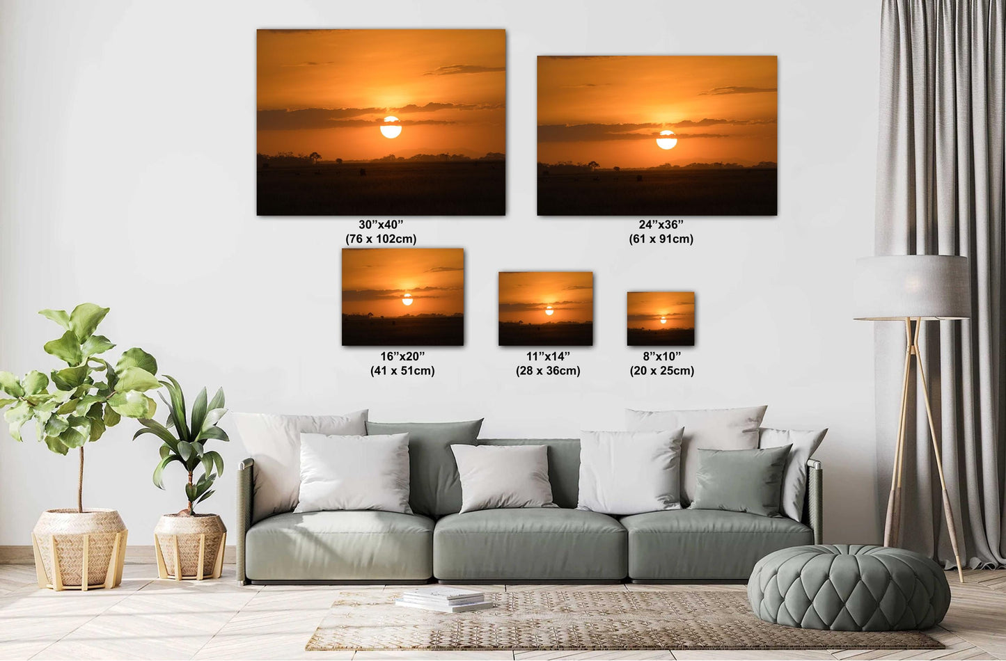 6v9a2939 Sunset over Amboselli Africa Kenya national park canvas print metal print wall art
