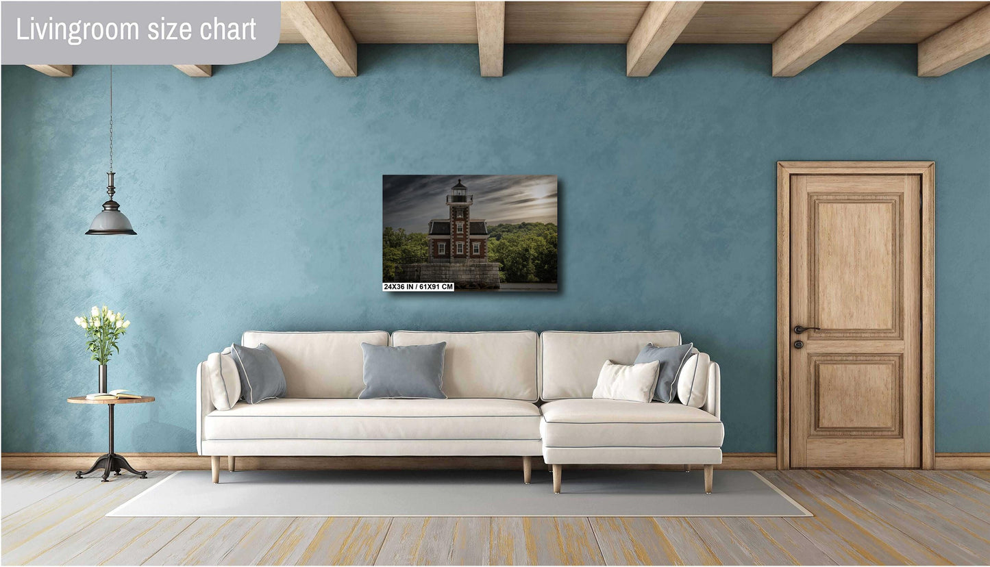 Hudson NY Light house Hudson River waterfront boats water sunlight canvas print metal print