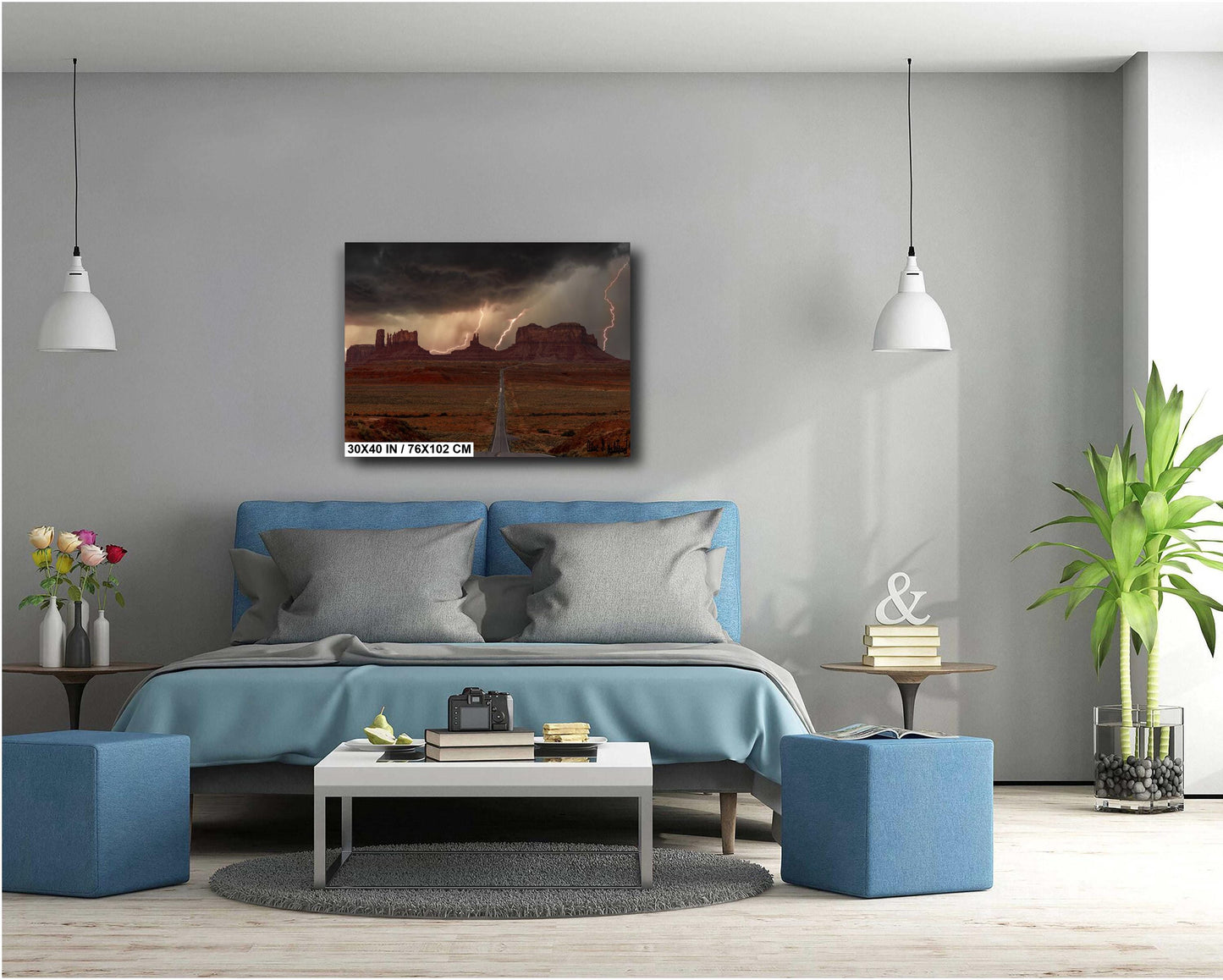 The storm after Forrest quit running.Storm over Monument Valley wall art canvas acrylic and metal prints