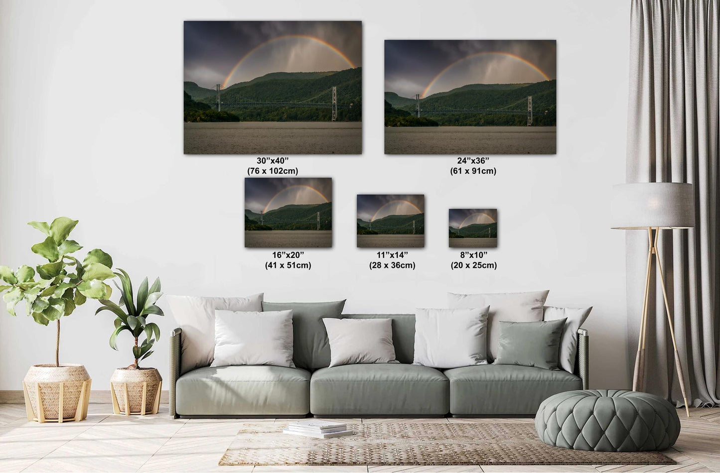 Rainbow over the Bear Mountain bridge Hudson River Hudson Valley canvas,metal, acrylic and photo paper wall art sized to fit