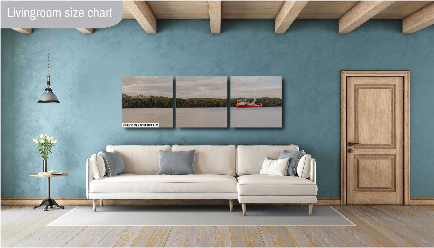 River Traffic, Cable laying ship Ariadne laying a cable in the Hudson River, wall art metal acrylic canvas print
