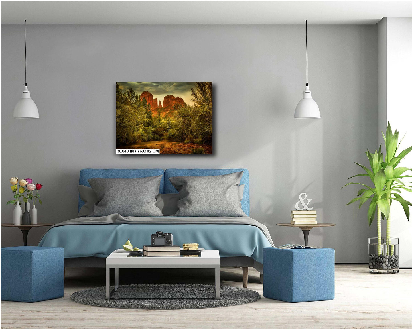 Cathedral Rock in the rain wall art canvas acrylic and metal prints