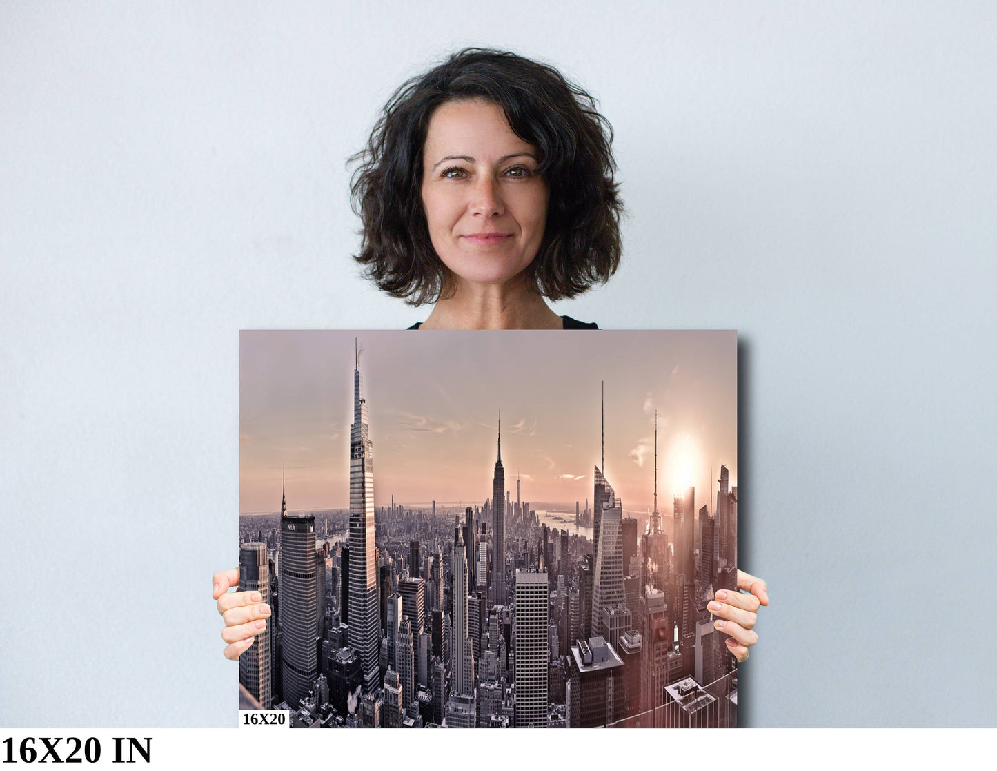 NYC skyline mid town metal print canvas print color photography daylight boat river poster