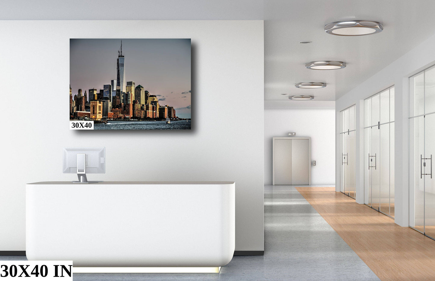 NYC skyline lower manhattan the battery metal print canvas print color photography daylight sunset river poster