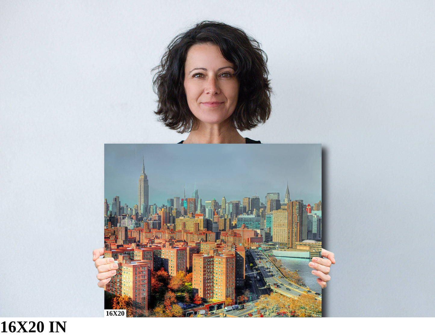 NYC skyline from lower east side metal print canvas print color photography night poster