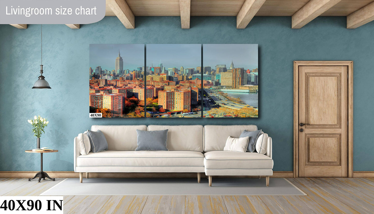 NYC skyline from lower east side metal print canvas print color photography night poster