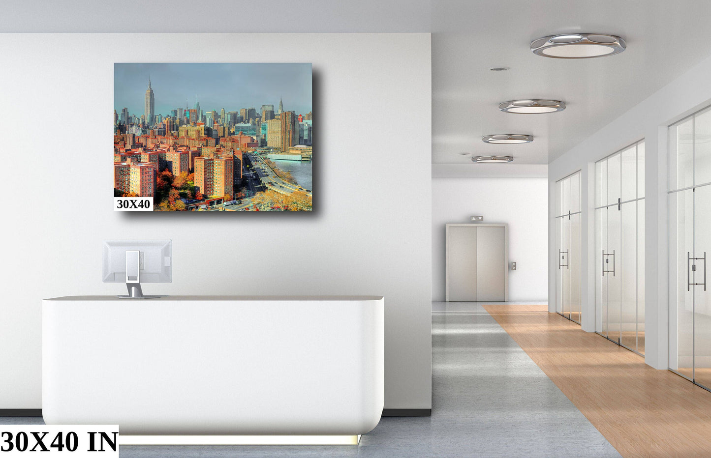 NYC skyline from lower east side metal print canvas print color photography night poster