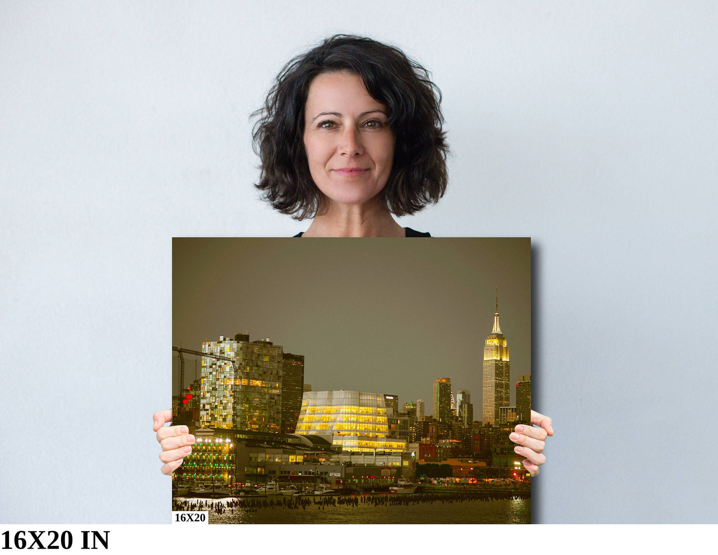 NYC skyline mid town Manhattan empire state the battery metal print canvas print color photography daylight sunset river poster
