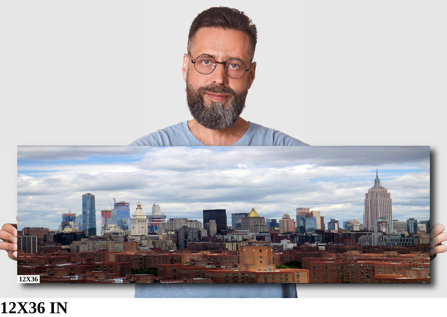 NYC skyline from lower east side metal print canvas print color photography night poster