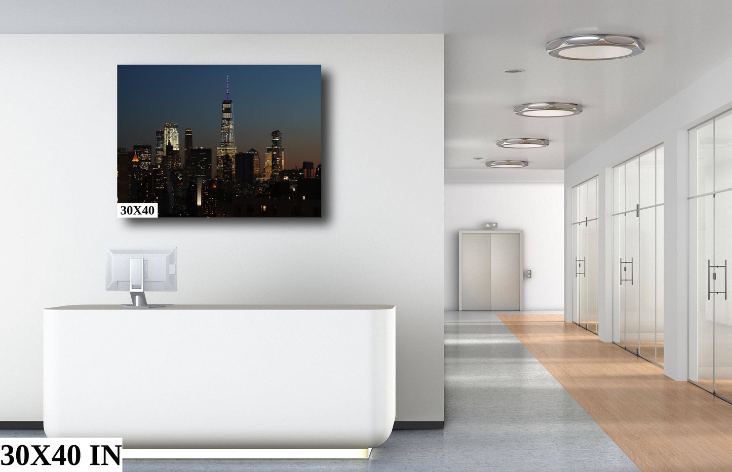NYC skyline from lower east side metal print canvas print color photography night poster