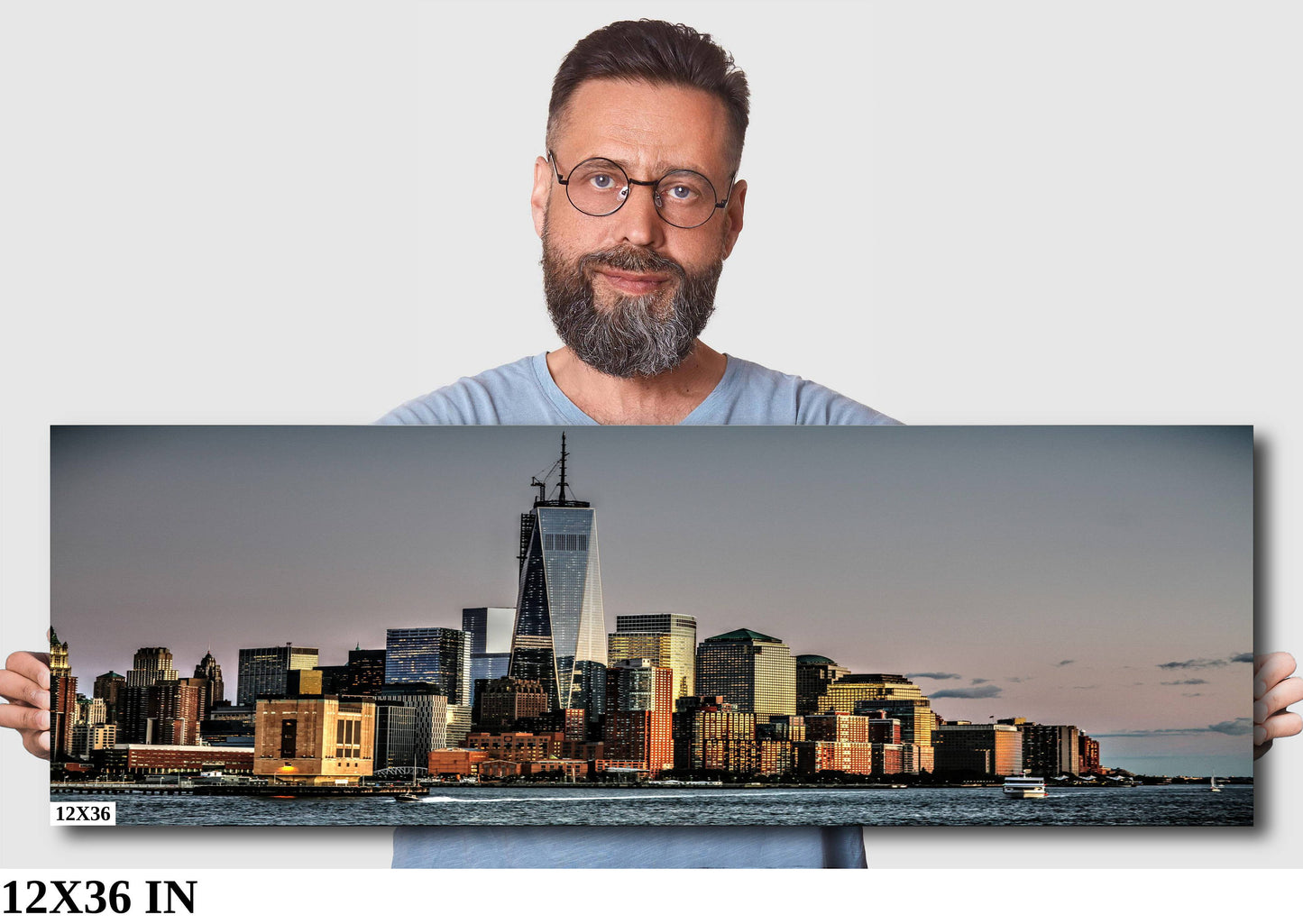 NYC skyline lower manhattan the battery metal print canvas print color photography daylight sunset river poster