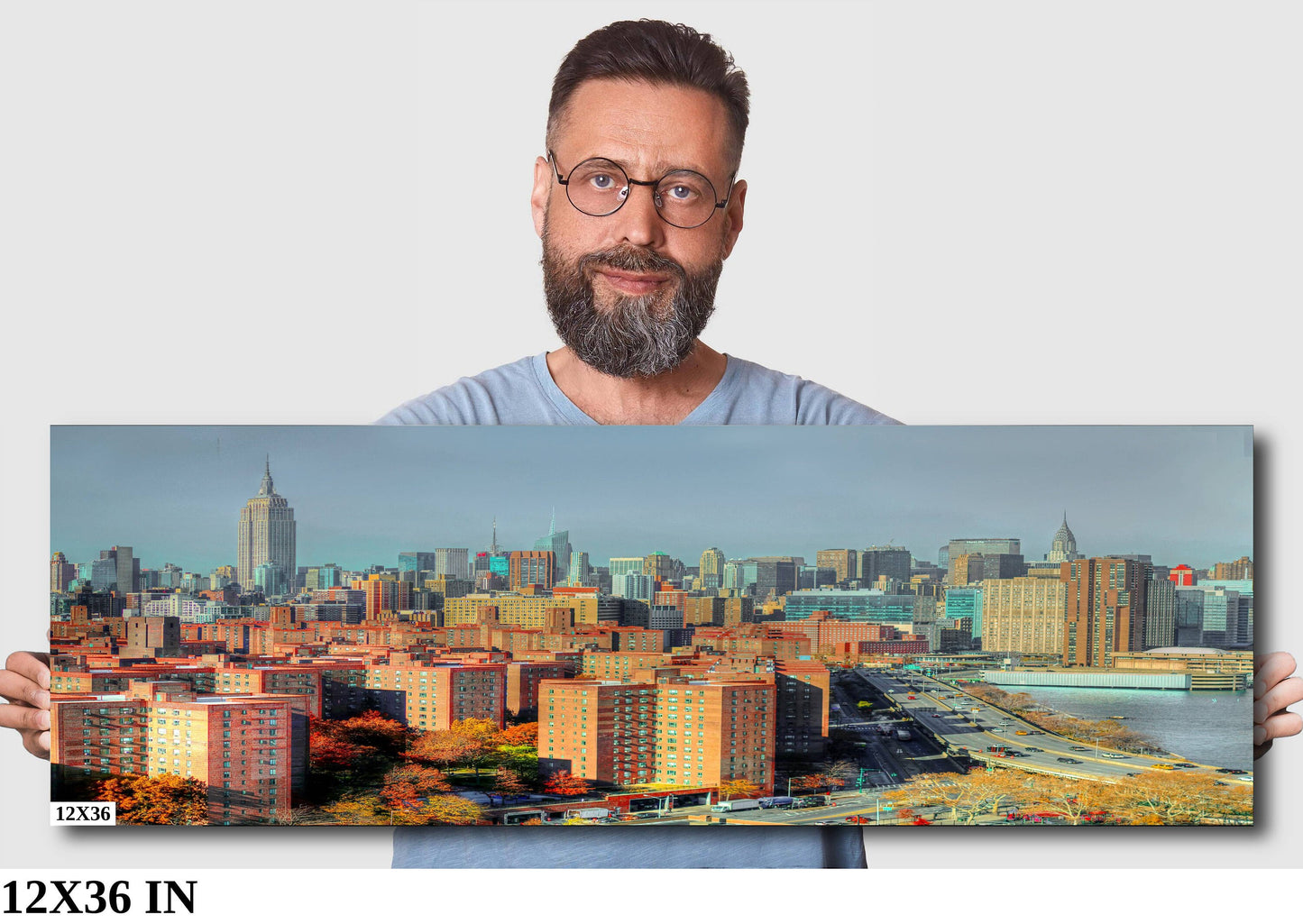 NYC skyline from lower east side metal print canvas print color photography night poster